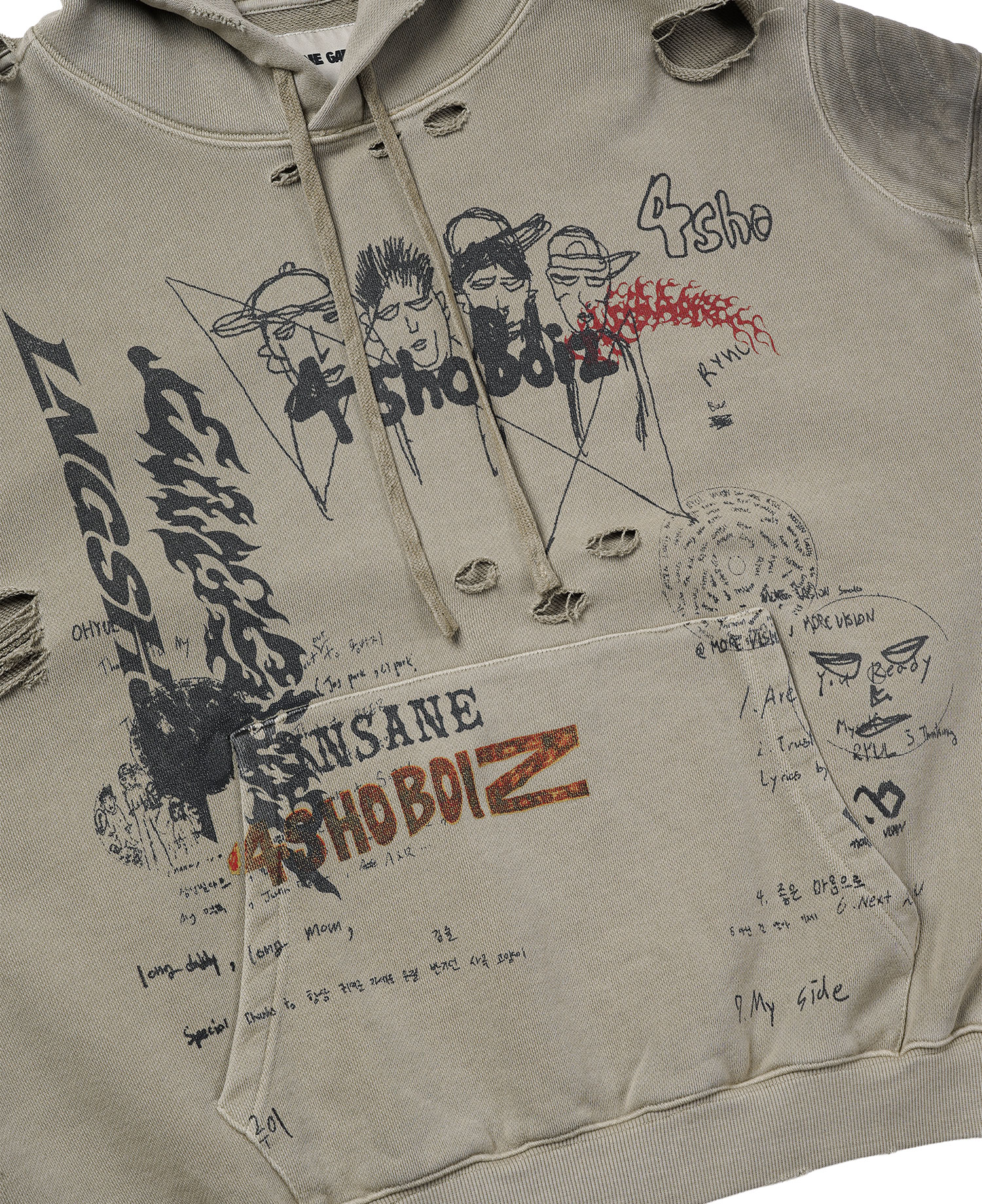 [NOT FOR SALE] LNGSHOT X INSANE PADDED SHOULDER GRAPHIC HOODIE_BEIGE