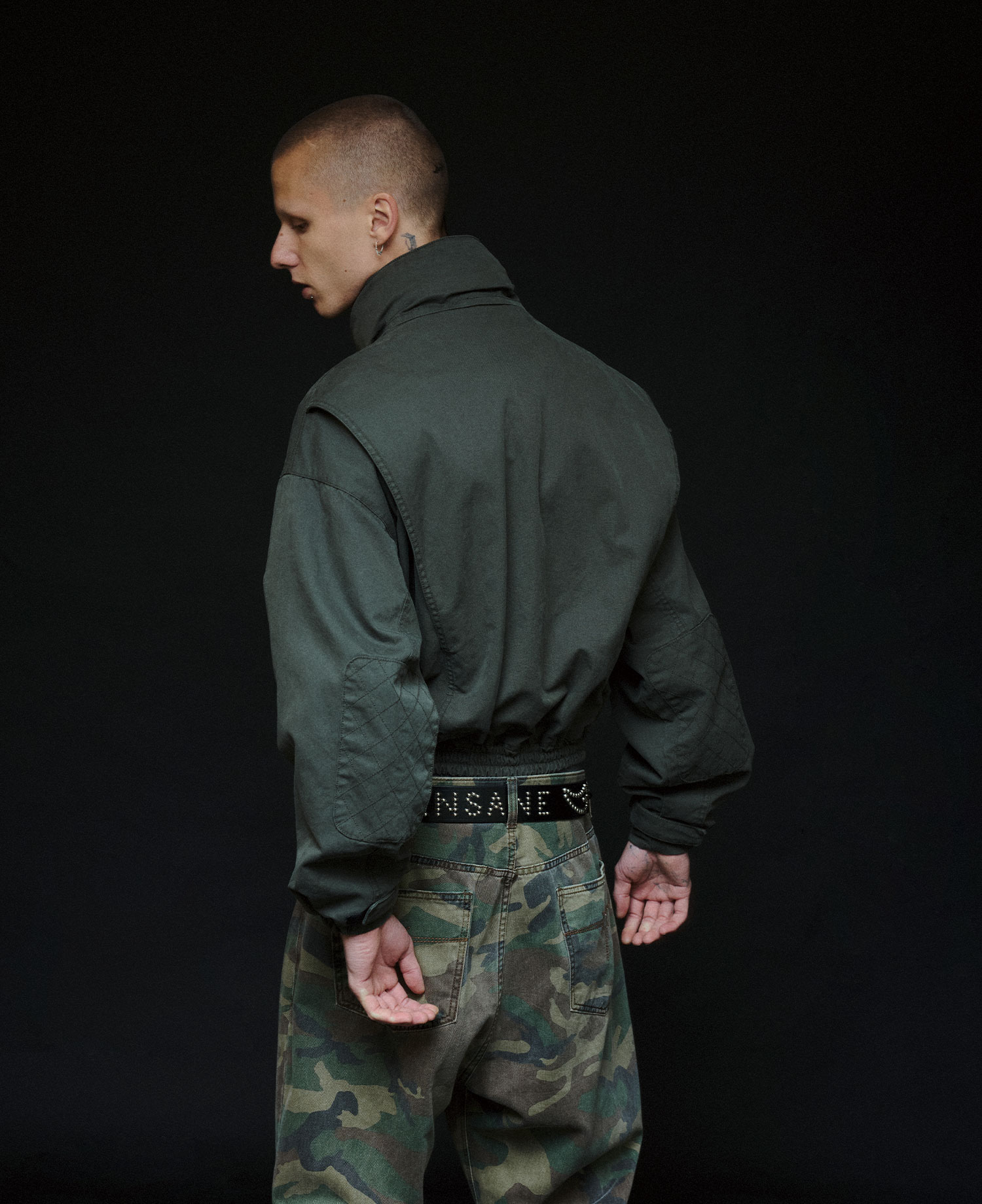 INSANE WING STUDDED LEATHER BELT_BLACK (CUSTOM ORDER)