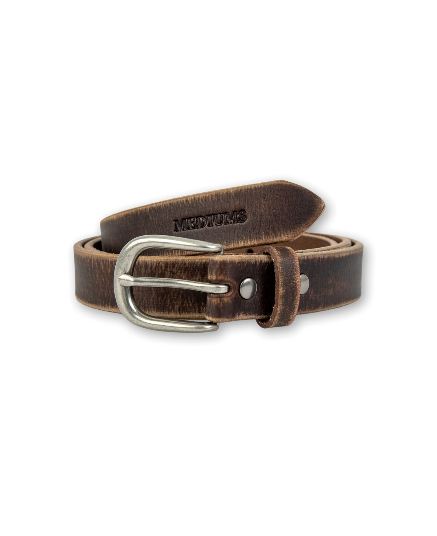 [MEDIUMS] DISTRESSED FULL-GRAIN LEATHER BELT_BROWN