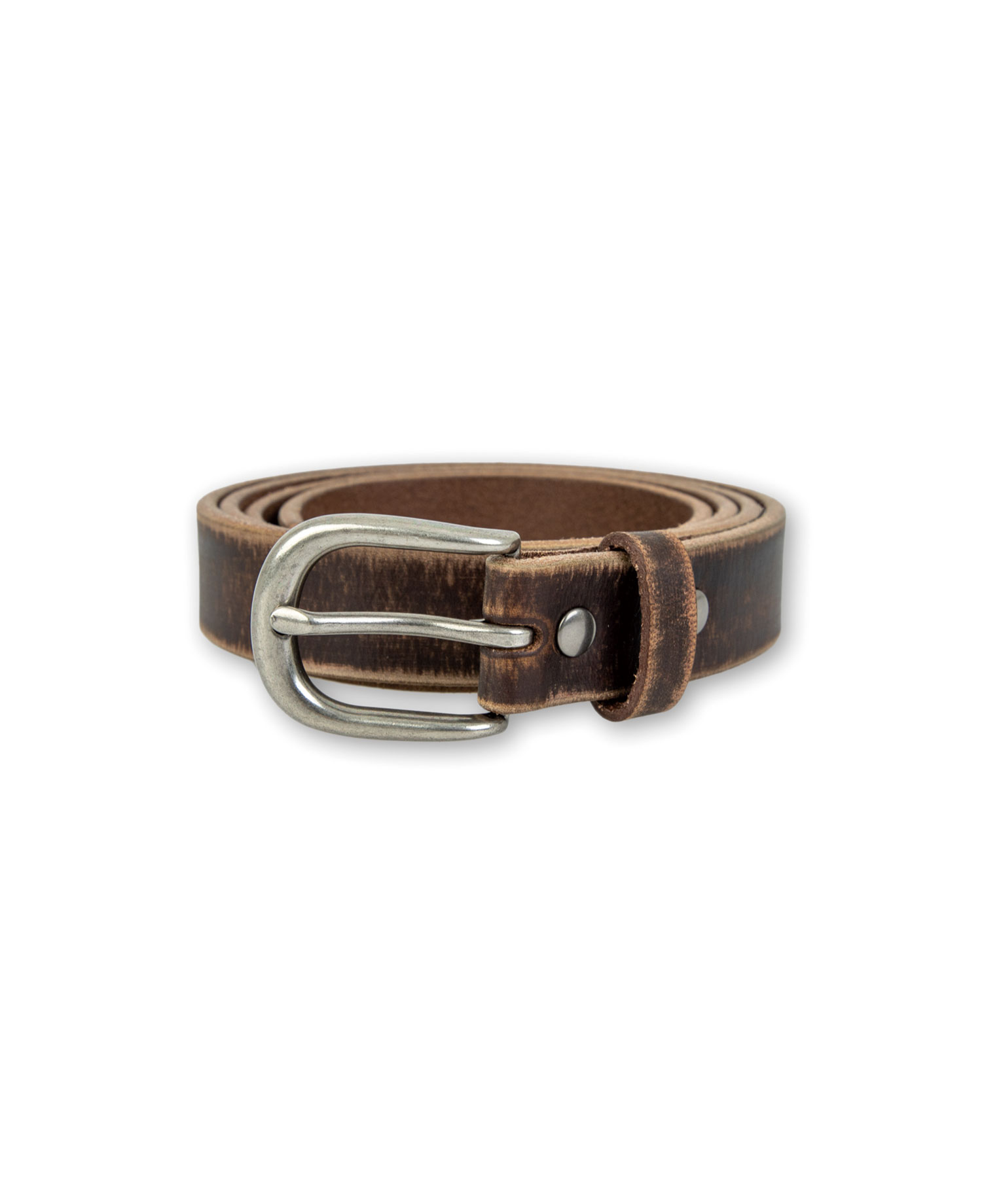[MEDIUMS] DISTRESSED FULL-GRAIN LEATHER BELT_BROWN