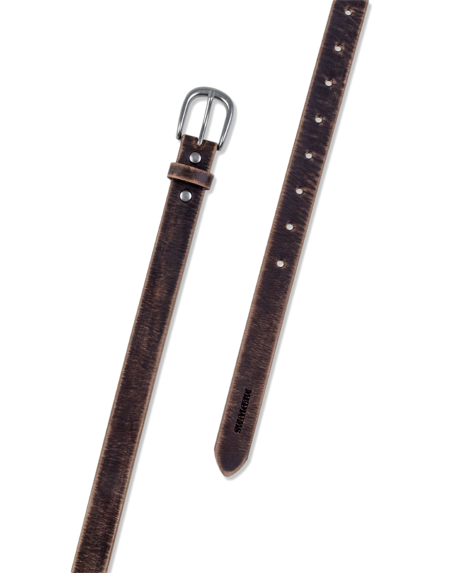 [MEDIUMS] DISTRESSED FULL-GRAIN LEATHER BELT_BROWN