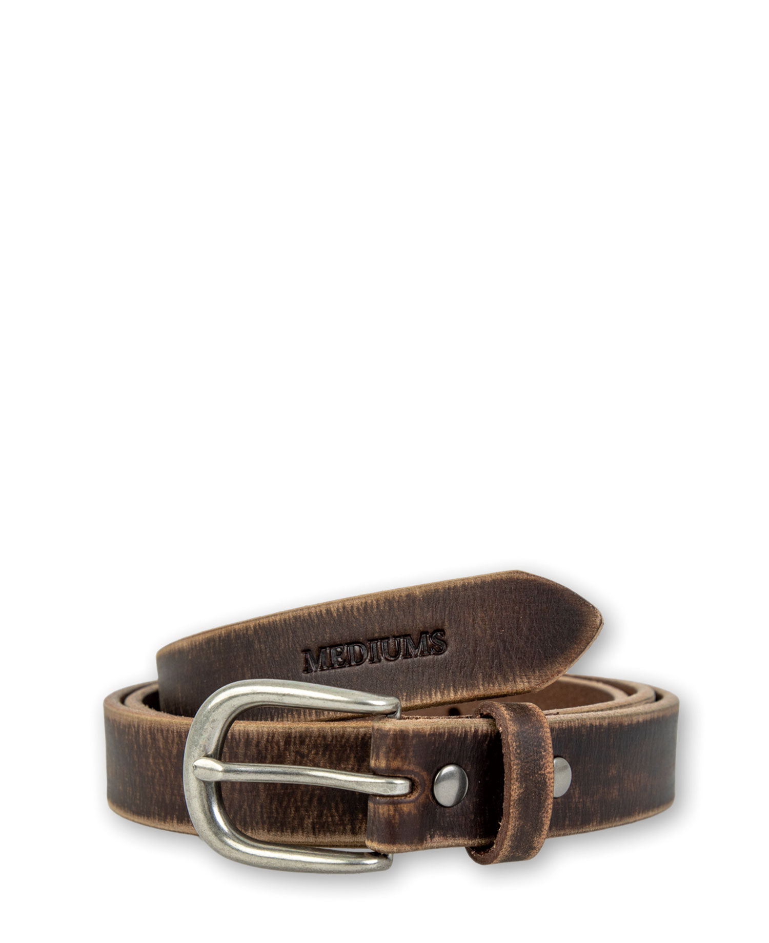 [MEDIUMS] DISTRESSED FULL-GRAIN LEATHER BELT_BROWN