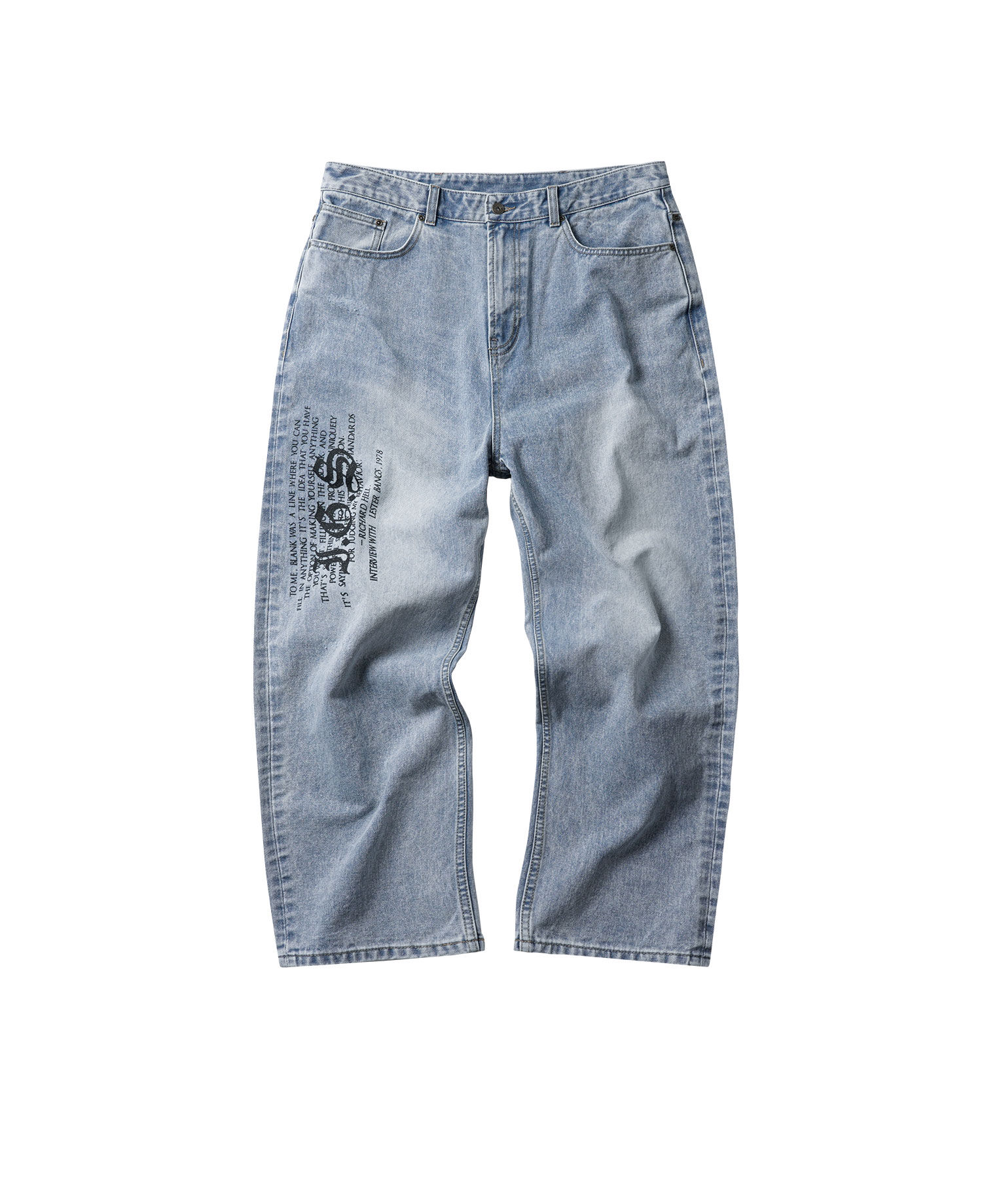 INSANE LETTERING DENIM PANTS_LIGHT BLUE
