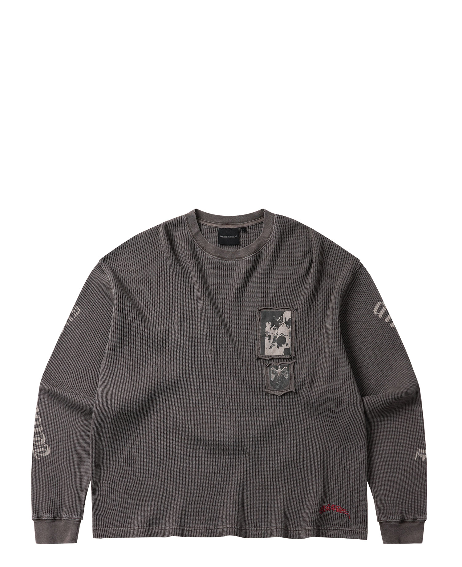 INSANE GRAPHIC PATCH WAFFLE LONG SLV_BROWN