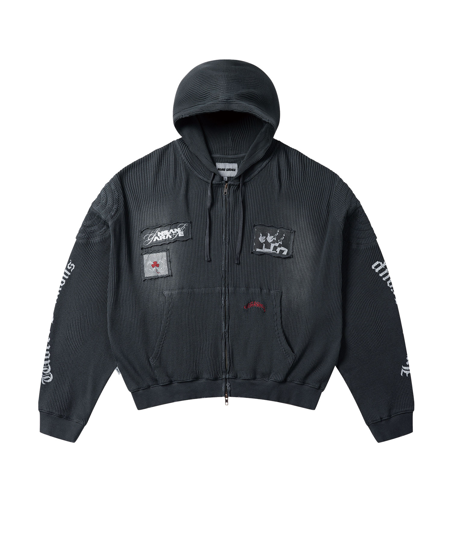 INSANE TOUR PADDED WAFFLE HOODIE_CHARCOAL
