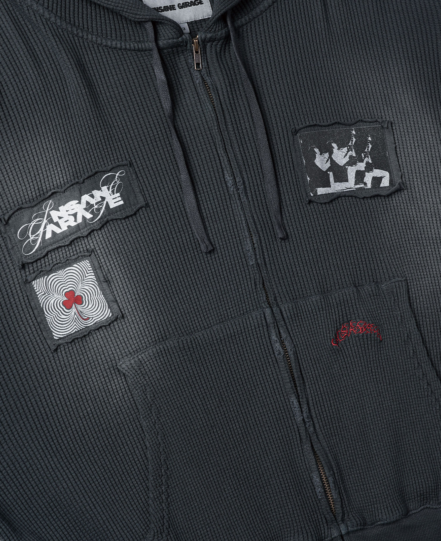 INSANE TOUR PADDED WAFFLE HOODIE_CHARCOAL