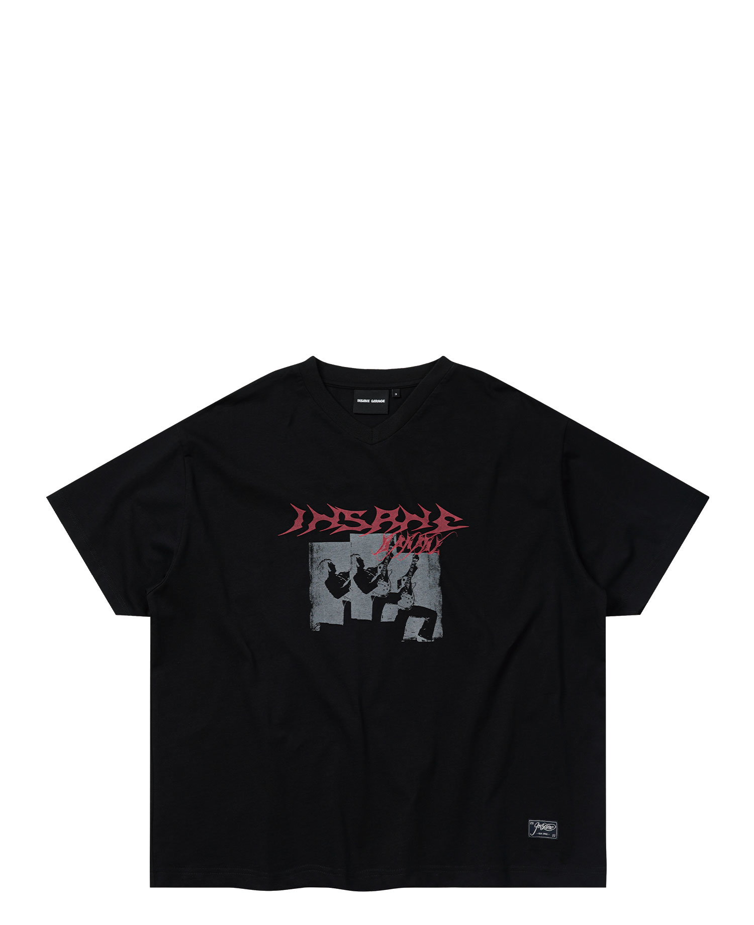 INSANE GRAPHIC V-NECK T-SHIRT_BLACK