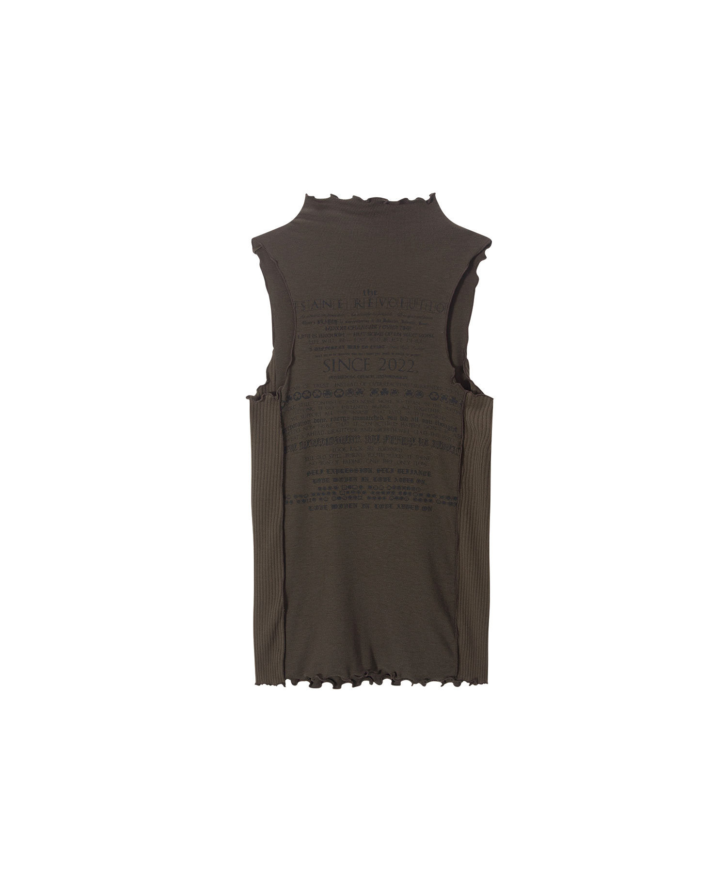 INSANE WOMEN HALF ZIP-UP SLEEVELESS_BROWN