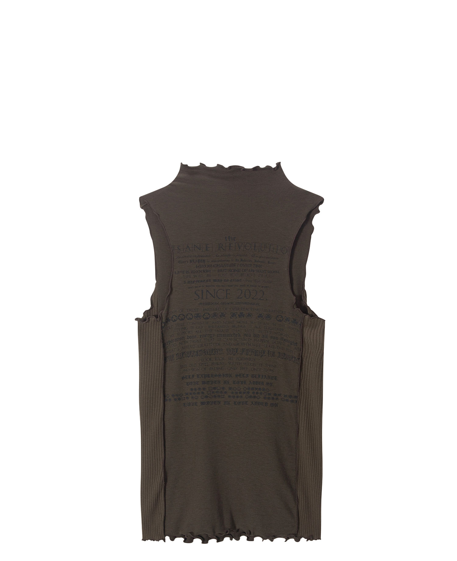 INSANE WOMEN HALF ZIP-UP SLEEVELESS_BROWN