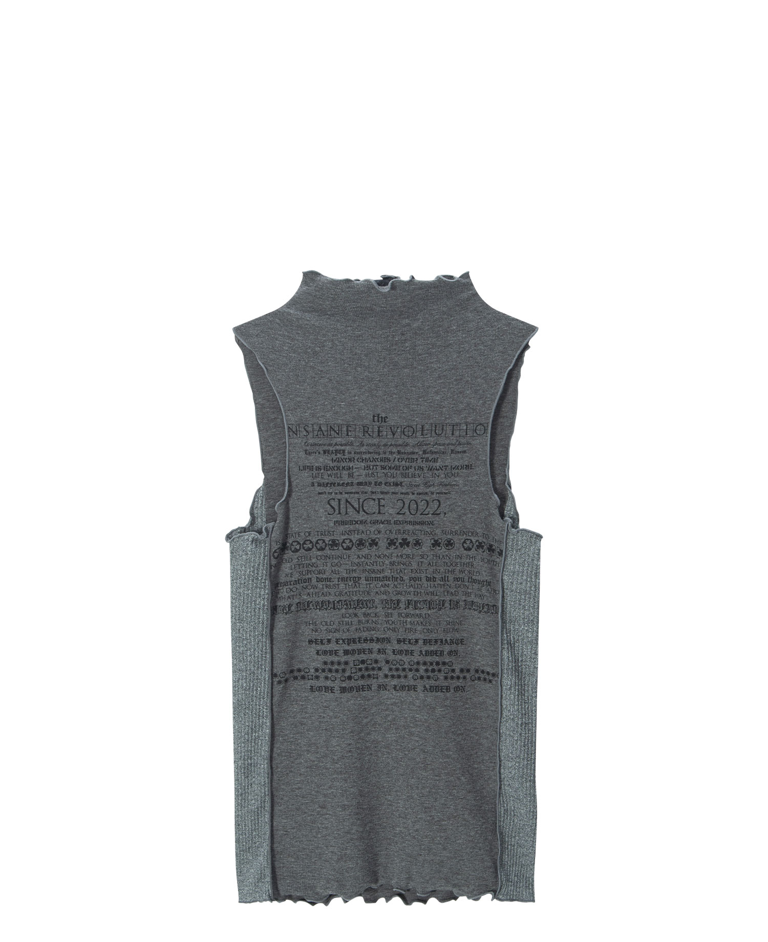 INSANE WOMEN HALF ZIP-UP SLEEVELESS_CHARCOAL