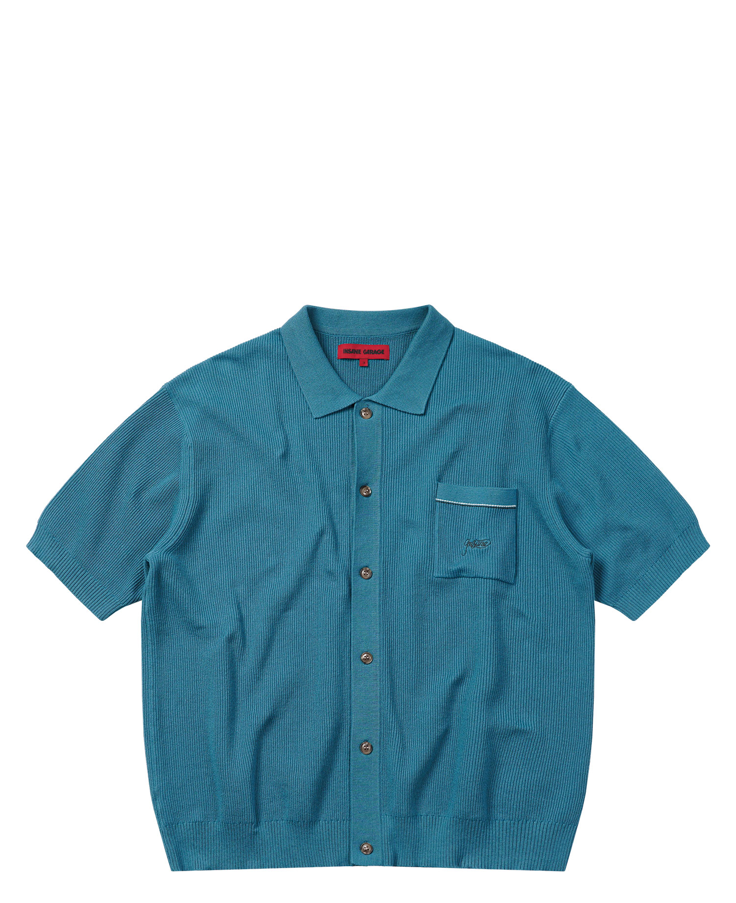 INSANE COLLAR CARDIGAN SHORT SLEEVE TEAL
