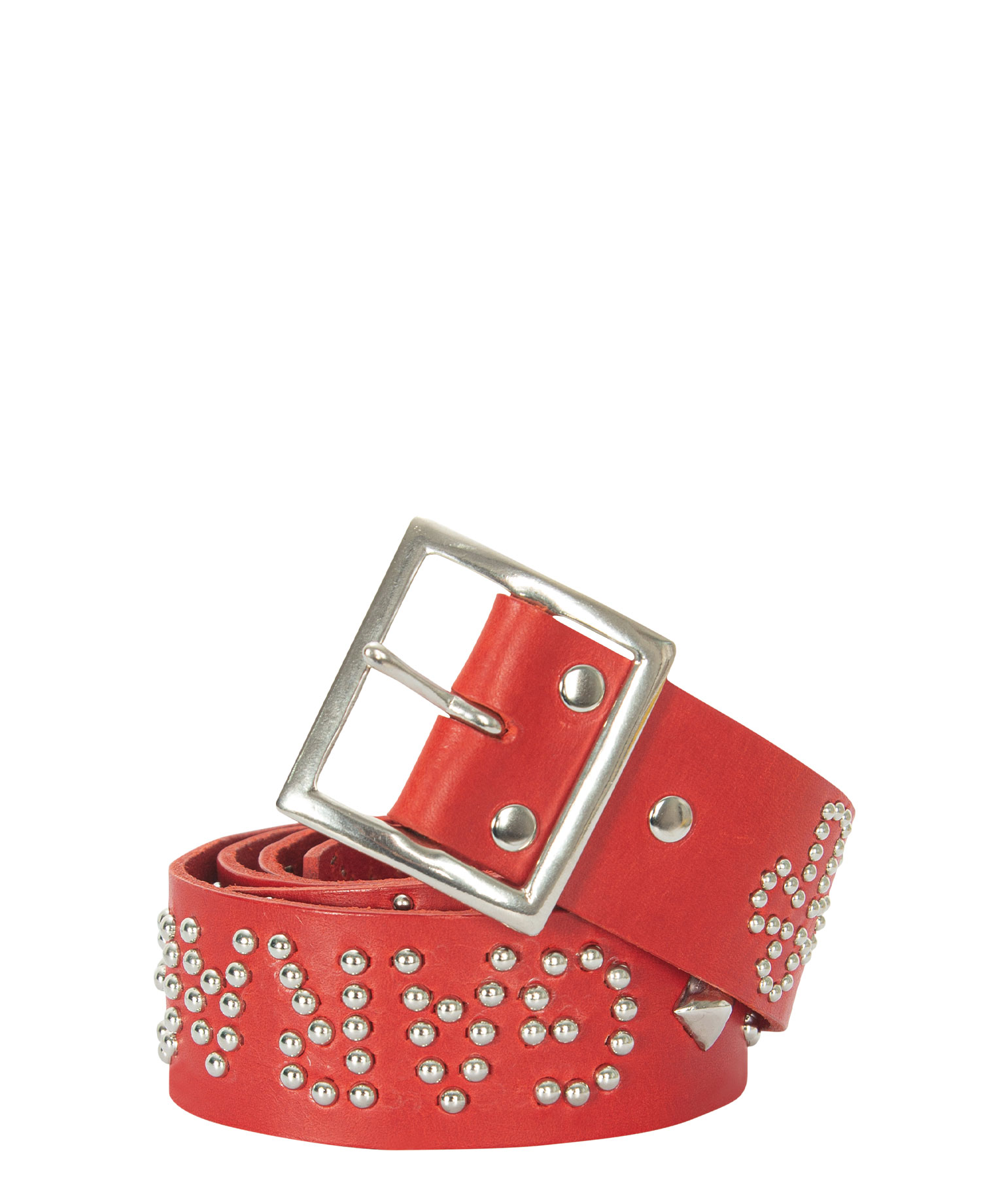 INSANE STUDDED LEATHER BELT_RED (CUSTOM ORDER)