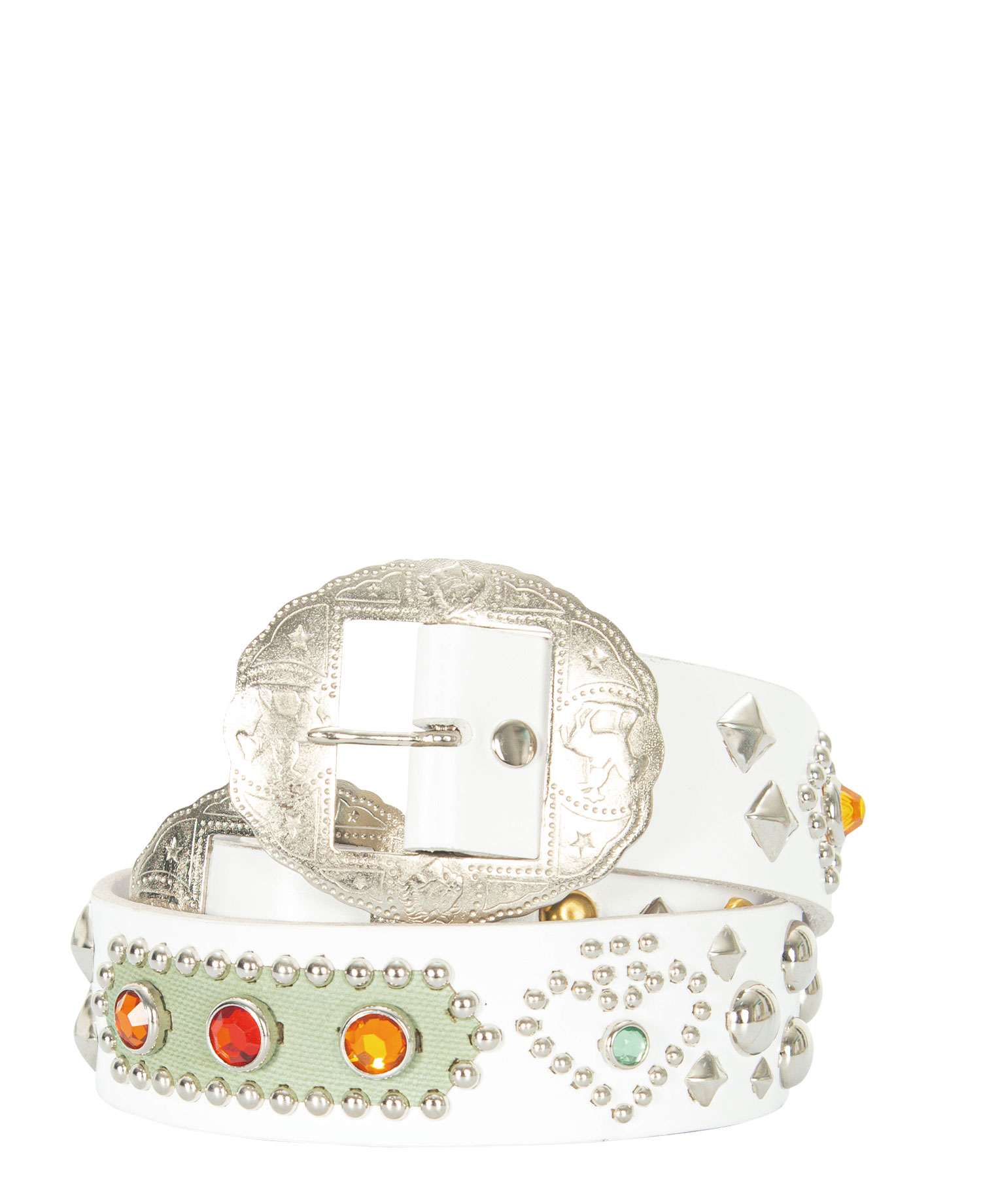 INSANE STUDDED LEATHER BELT_WHITE (CUSTOM ORDER)