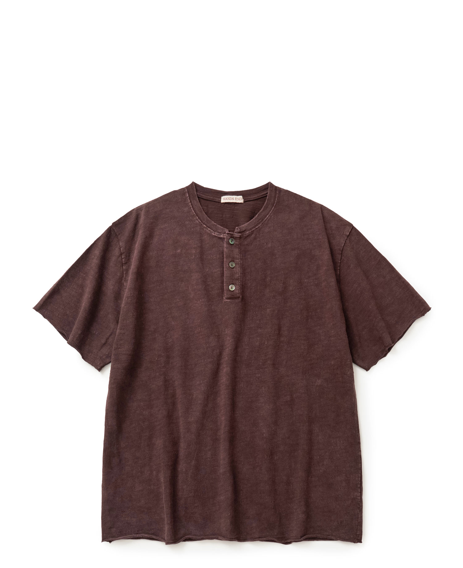 [HANDSEND] RAW CUT SLUB HENLEY TSHIRT FADED BROWN