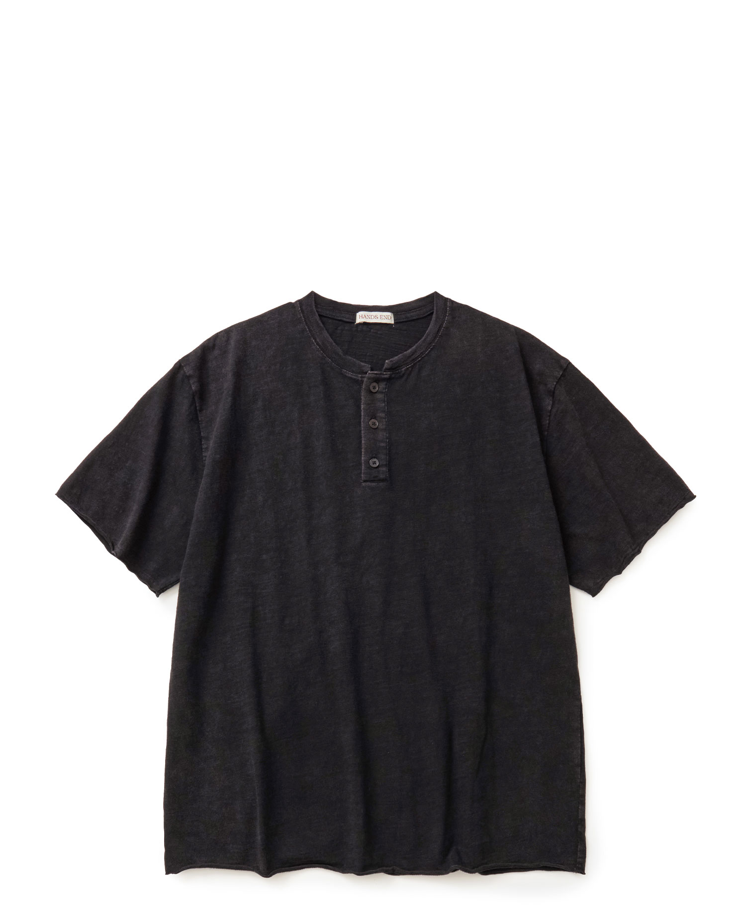 [HANDSEND] RAW CUT SLUB HENLEY TSHIRT FADED BLACK