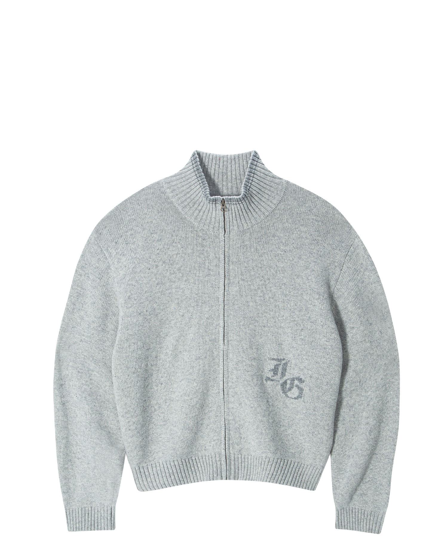 INSANE BASIC FULL ZIP-UP KNIT_OATMEAL