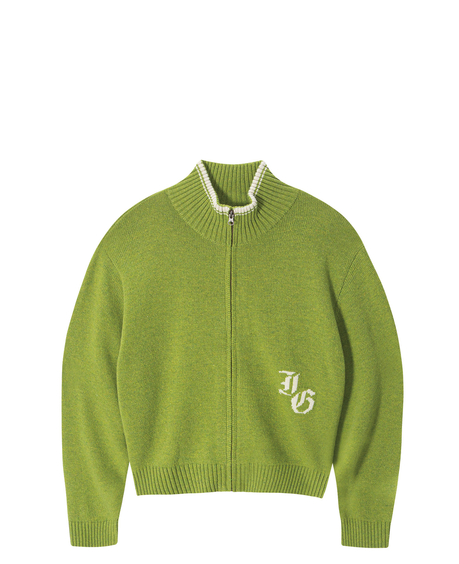 INSANE BASIC FULL ZIP-UP KNIT_GREEN