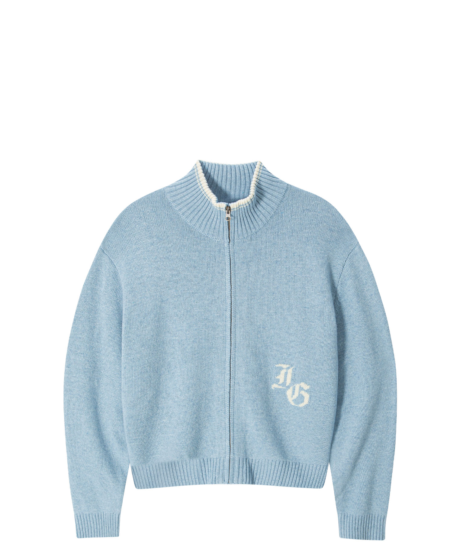 INSANE BASIC FULL ZIP-UP KNIT_LIGHT BLUE