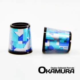 오카무라 OKAMURA  실버/블루/다이아스카이블루 패턴 셀룰로이드 아이언 페럴 [HI-42-01] 