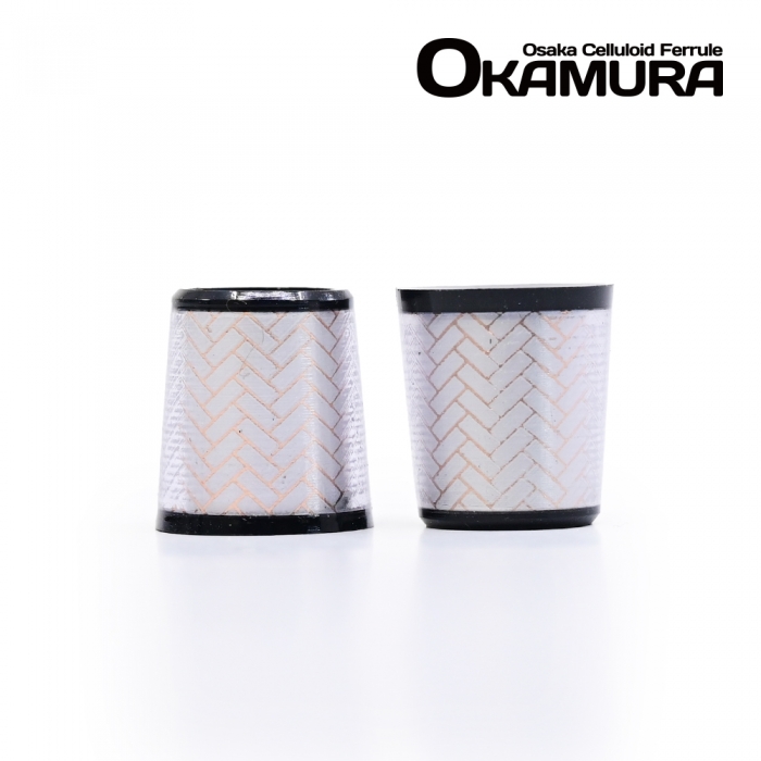 오카무라 OKAMURA 셀룰로이드 헤링본 Pink Gold/White 아이언 페럴 [HI-71-07]