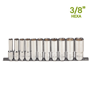 3/8" 롱소켓세트 6각(11PCS)  |  3/8" Dr.Deep Socket 6Point Set(11pcs)6Point