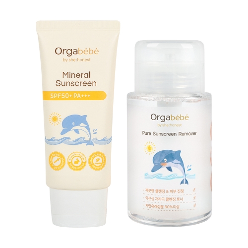 [Orgabebe] Mineral Sunscreen 50g & Pure Sunscreen Remover 150ml SET