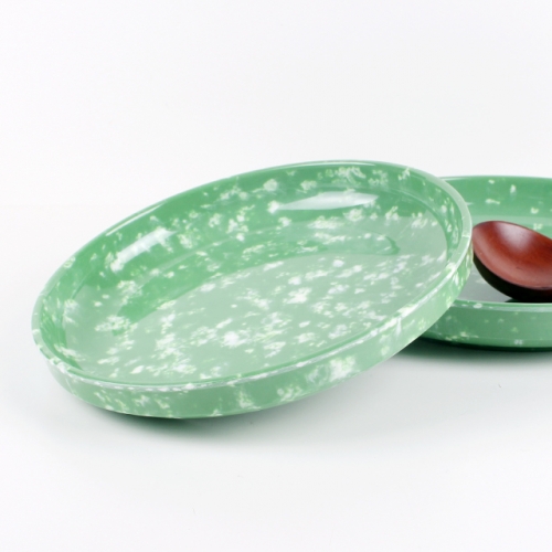 녹두 옛날그릇 원찜기 원형접시 짜장면 중국집 쑥색 멜라민