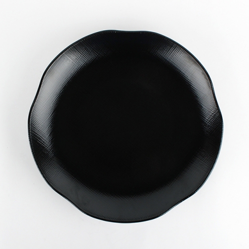 블랙 멜라민 체크 흑 깊은 원형접시 탕수육 족발접시 DS-7803