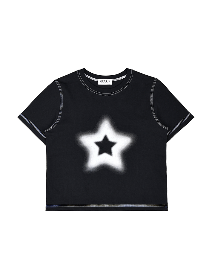 [AEAE] REVERSIBLE HALF TONE STAR T-SHIRTS - BLACK