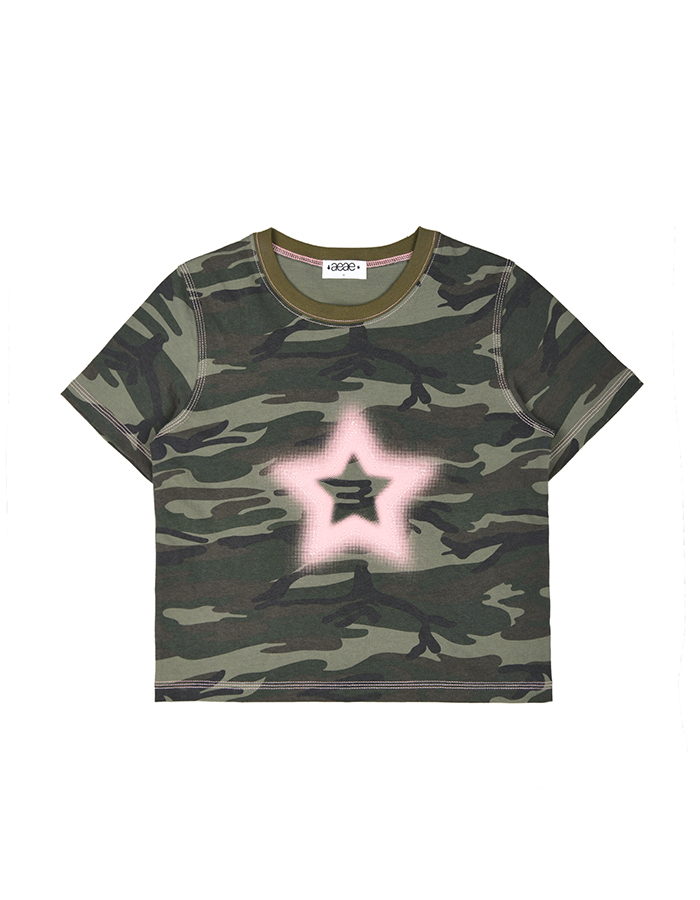 [AEAE] REVERSIBLE HALF TONE STAR T-SHIRTS - CAMO