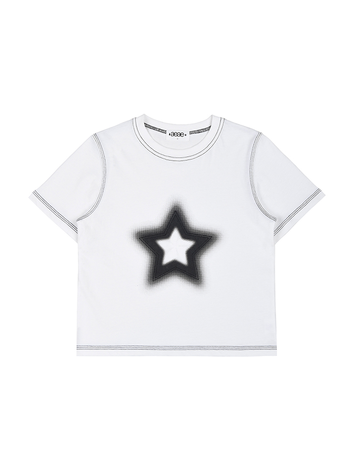 [AEAE] REVERSIBLE HALF TONE STAR T-SHIRTS - WHITE