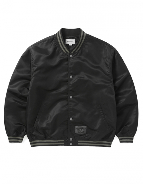 디스이즈네버댓 Satin Varsity Jacket BLACK