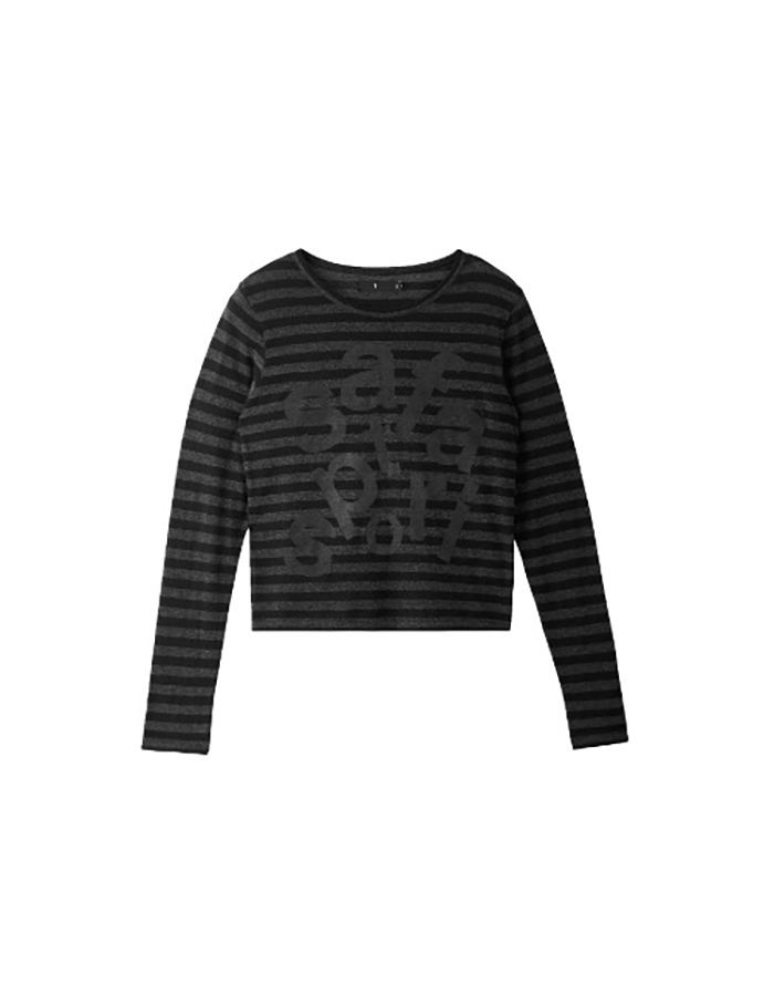 사파리스팟 1/2 TICKETING STRIPE BORDER TEE (BLACK)