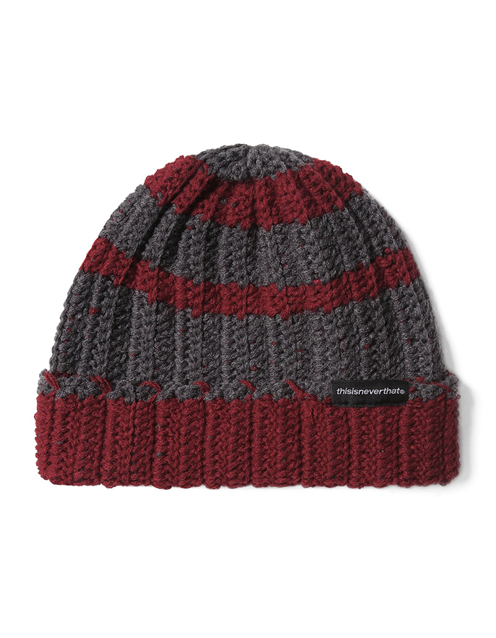 디스이즈네버댓 Stripe Crochet Beanie Charcoal/Red