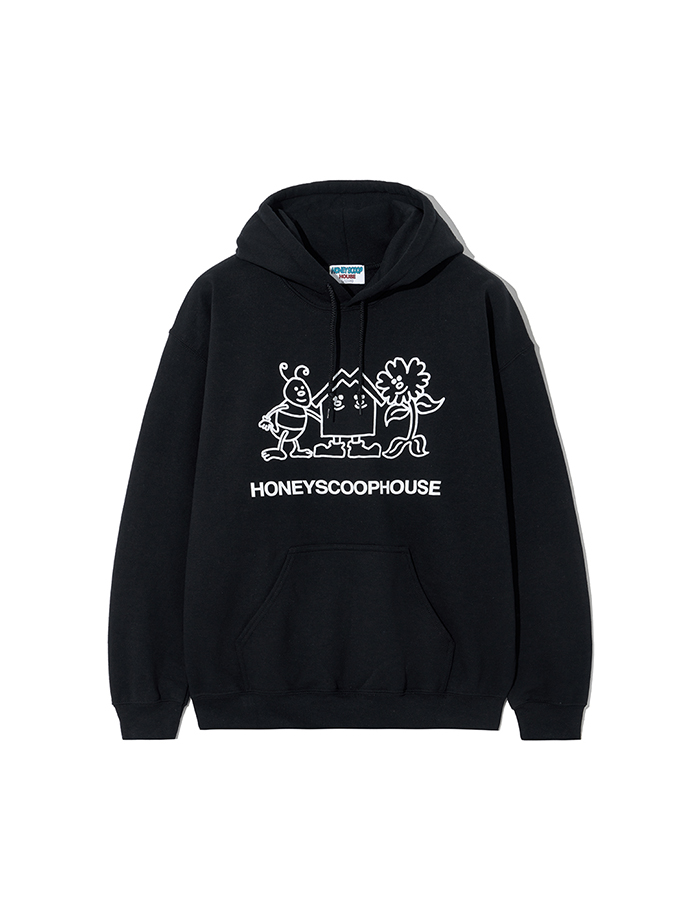 허니스쿱하우스 BHF LOGO HOODED SWEATSHIRT BLACK