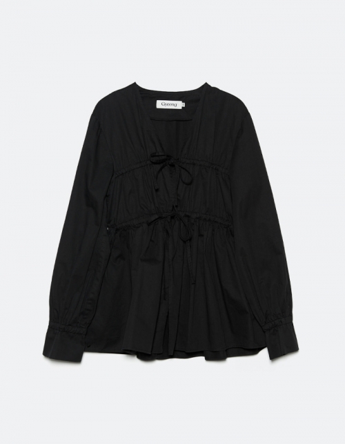 GYEONG Ribbon Open Shirts_Black