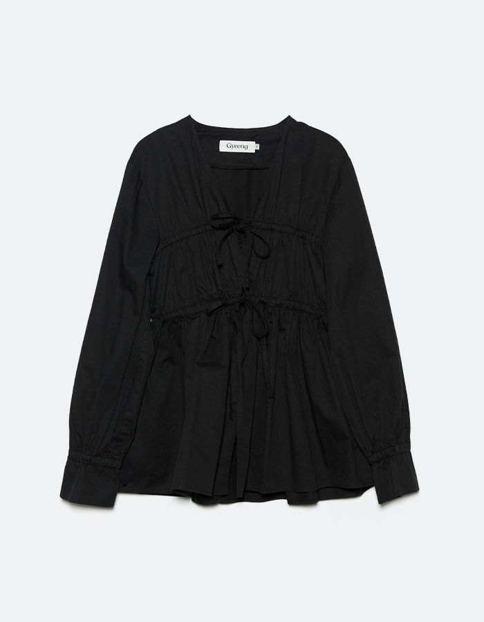 GYEONG Ribbon Open Shirts_Black