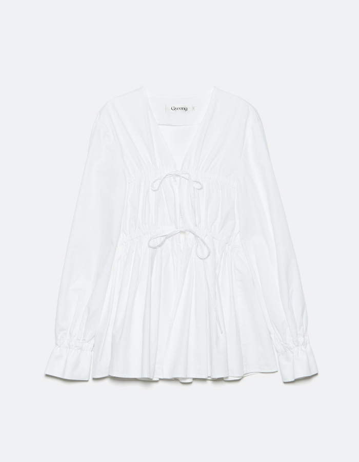 GYEONG Ribbon Open Shirts_Off White