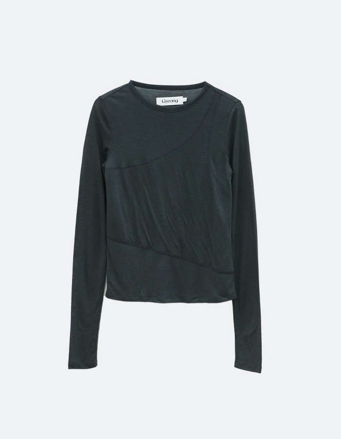 GYEONG Layered Long Sleeve top_Charcoal