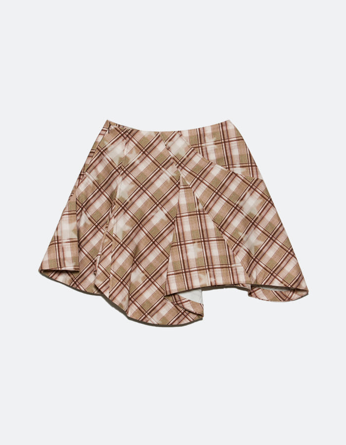 GYEONG Draped Skirts_Brown Check