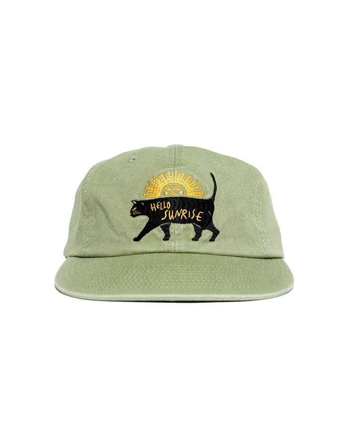 헬로선라이즈 Washed Sunrise Cat Logo 6Panel Cap_Olive Green