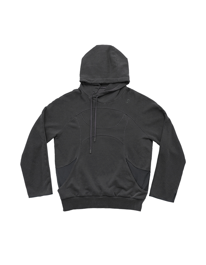 오호스 Pigment Asymmetrical Hoodie / Charcoal