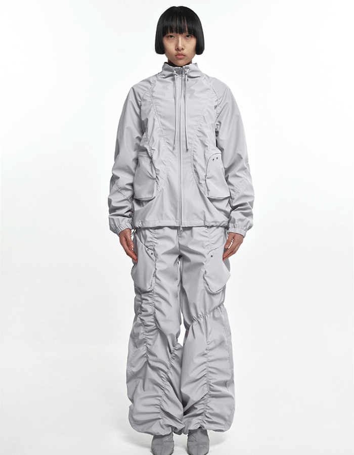 SMOCKING CONVEX PANTS (UNISEX) LIGHT GRAY