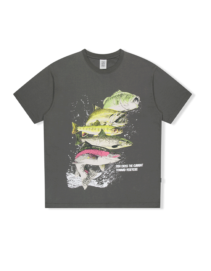 예스아이씨 Y.E.S Fishes Tee Dark Grey