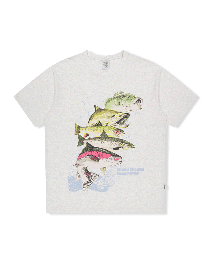 예스아이씨 Y.E.S Fishes Tee Light Grey