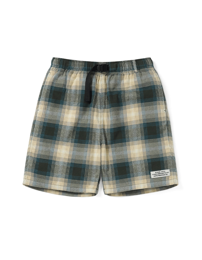 디스이즈네버댓 Belted Check short Brown