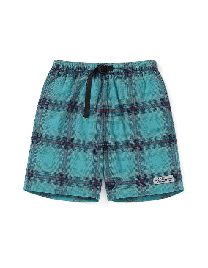 디스이즈네버댓 Belted Check short Green