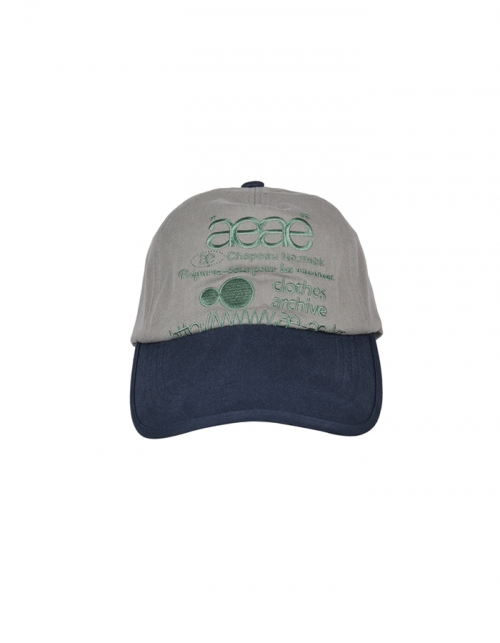[AEAE] WEB LOGO 5 PANNEL BALL CAP - [GREY/NAVY]