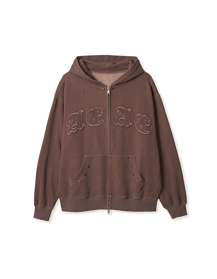 [AEAE] PIGMENT HOOD ZIP-UP [BROWN]