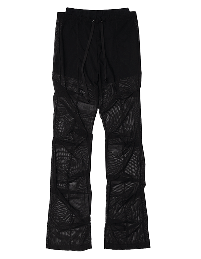 오호스 Sheer Over Tuck Pants / Black